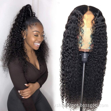 New Design Ready Ship Frontal Black Woman Double Sided 100% Human Hair 360 Lace Front Wig